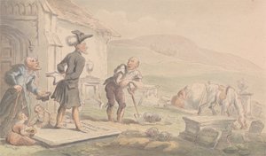 Dr Syntax Meditere på gravstenene af Thomas Rowlandson